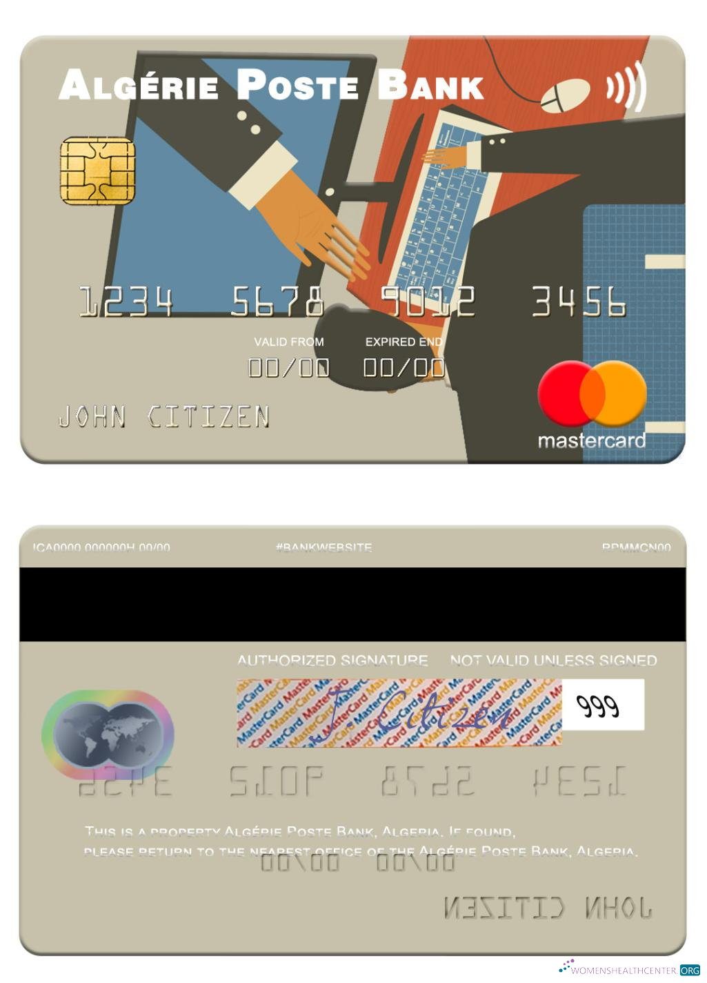 Download Algeria Algérie Poste Bank mastercard Photoshop template